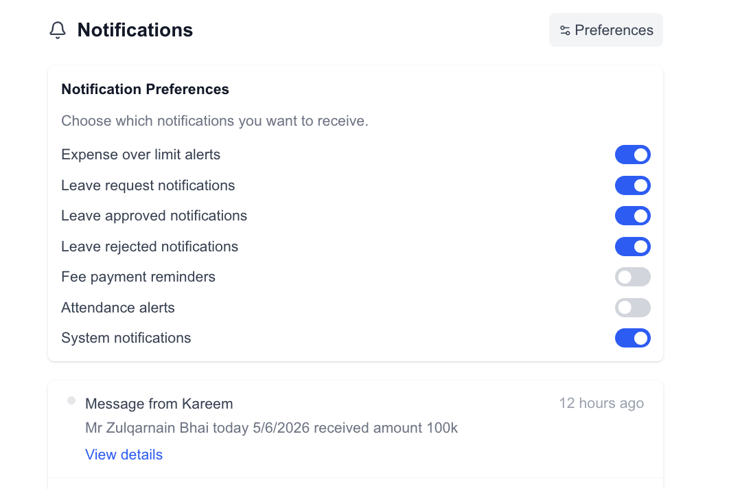 Notifications & Settings