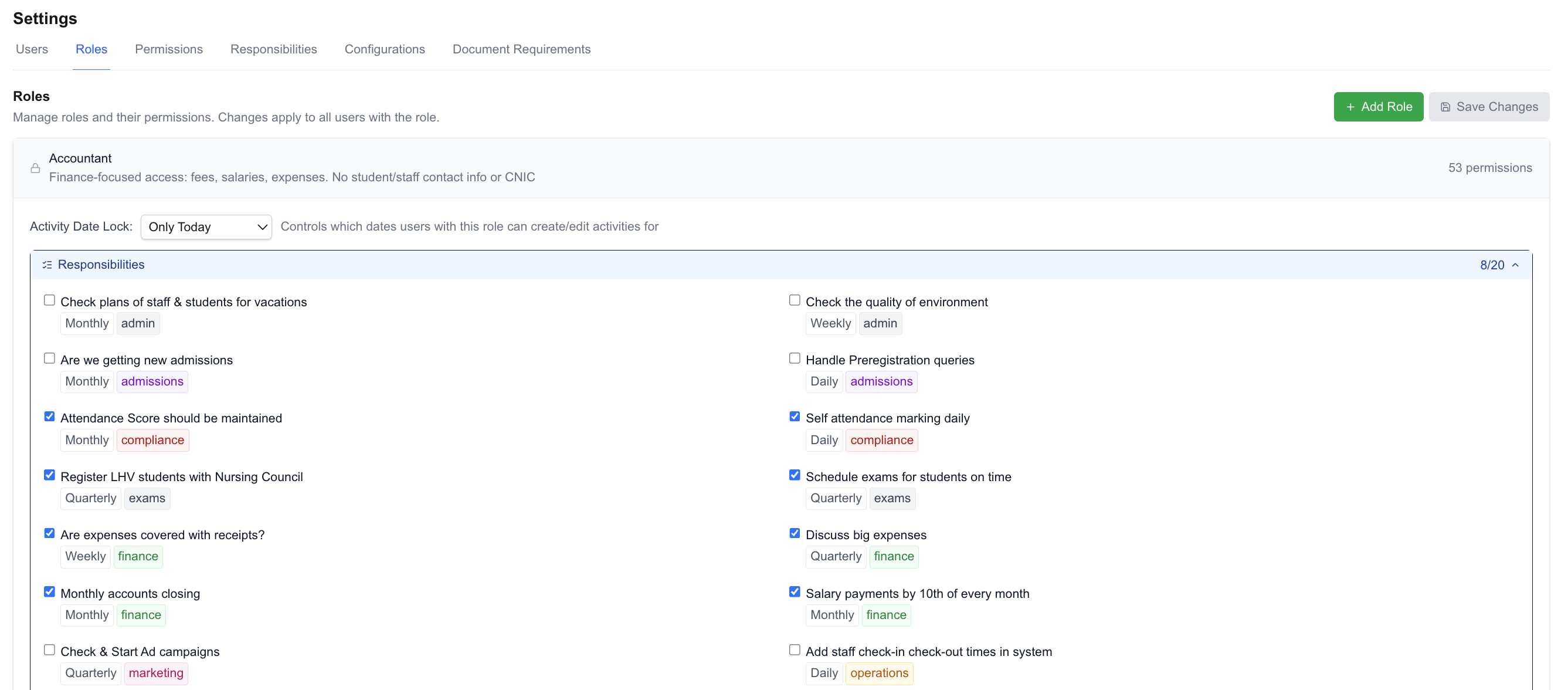 Roles & Permissions